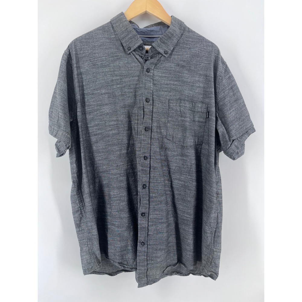 Hurley Mens XXL Gray Short Sleeve Button Down Shirt Casual Heather Casual Work
